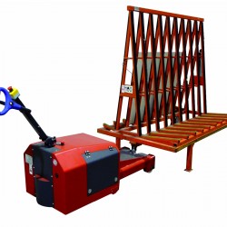 Ciągnik elektryczny do transportu raków ze szkłem